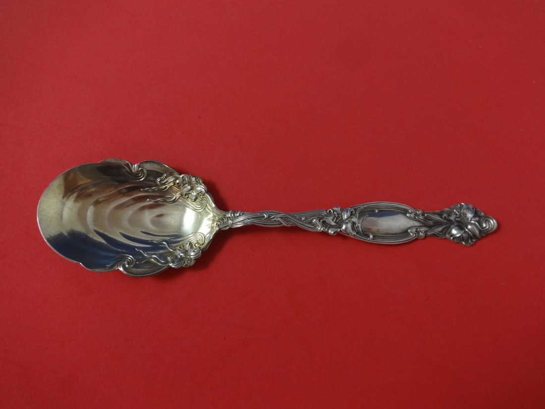 International Sterling Silver Frontenac Berry Spoon Gold Wash 8 3/4 in (1 of 1)