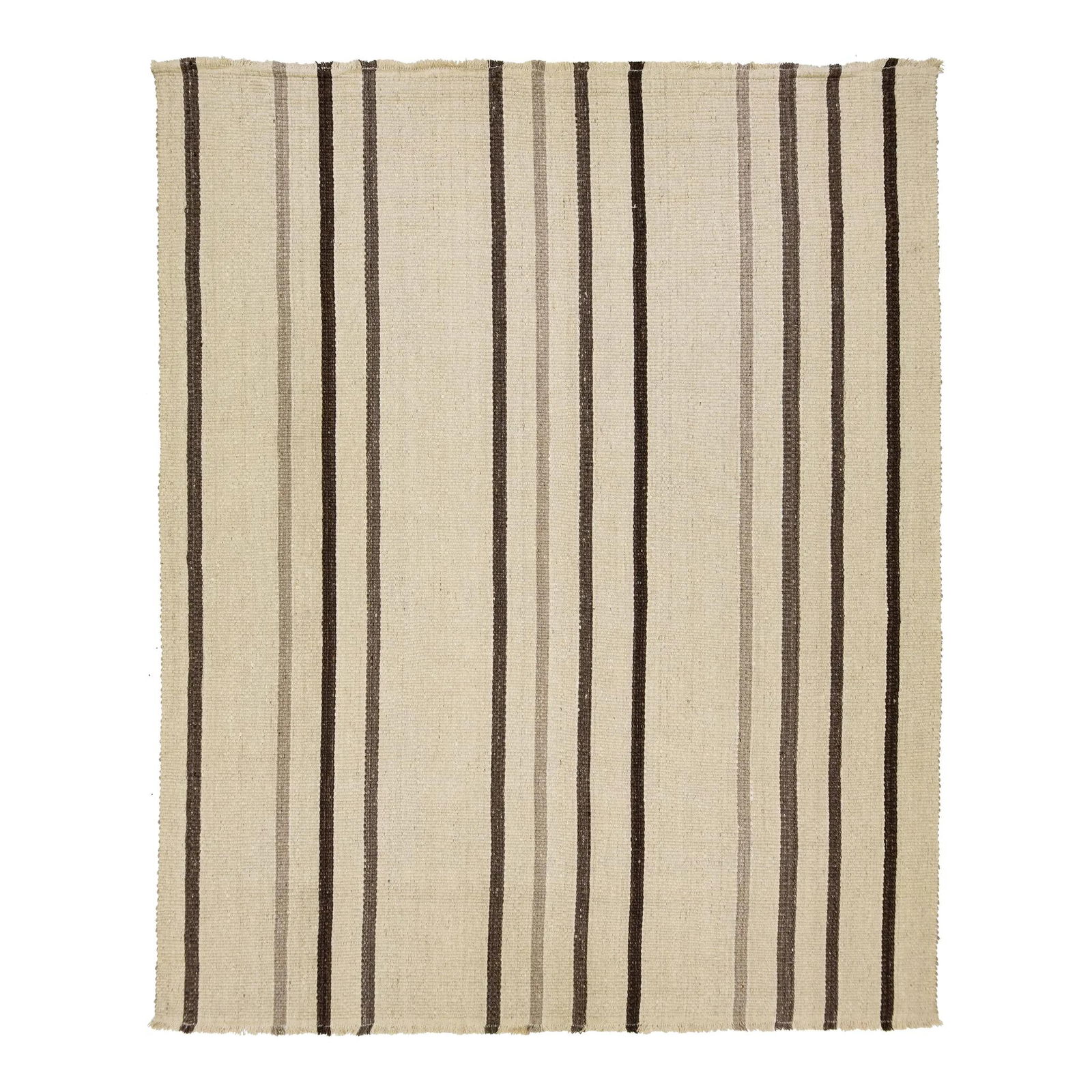 Beige Wool Kilim Flatweave Rug with Striped Design 12' x 15'2 (1 of 10)