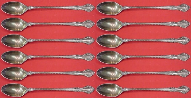 Gorham English Gadroon Sterling Silver Iced Tea Spoon Set 12 Pieces 7.5 Inch (1 of 3)