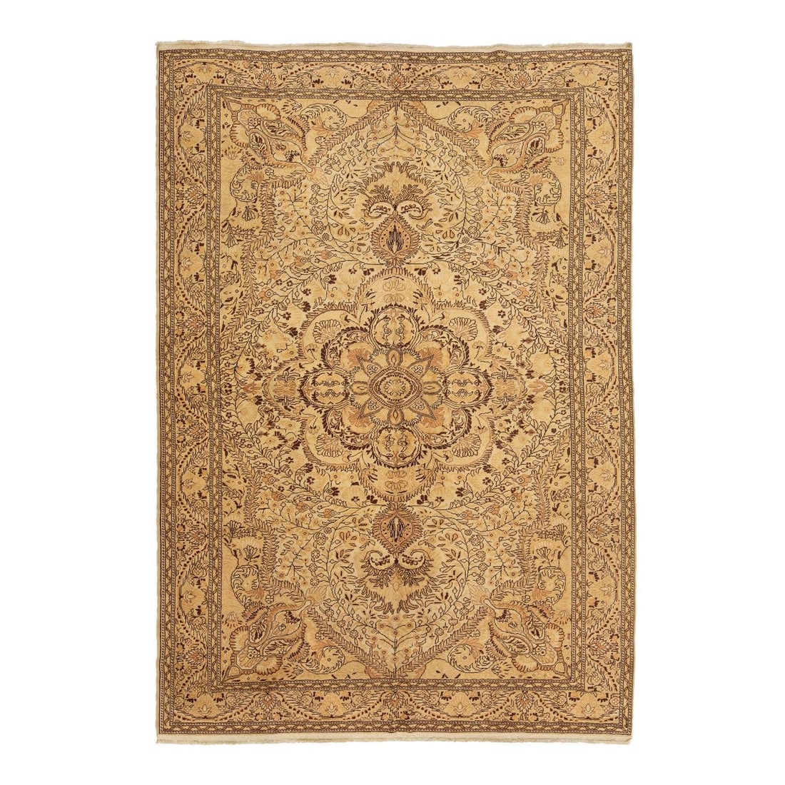 Vintage Handmade Sivas Beige Wool Rug 6'6 x 9'5 Medallion Design: Vintage Handmade Sivas Beige Wool Rug 6'6 x 9'5 Medallion Design Enhance your living space with this exquisite hand-knotted vintage Sivas wool rug. Featuring a soft beige field adorned with an elegant
