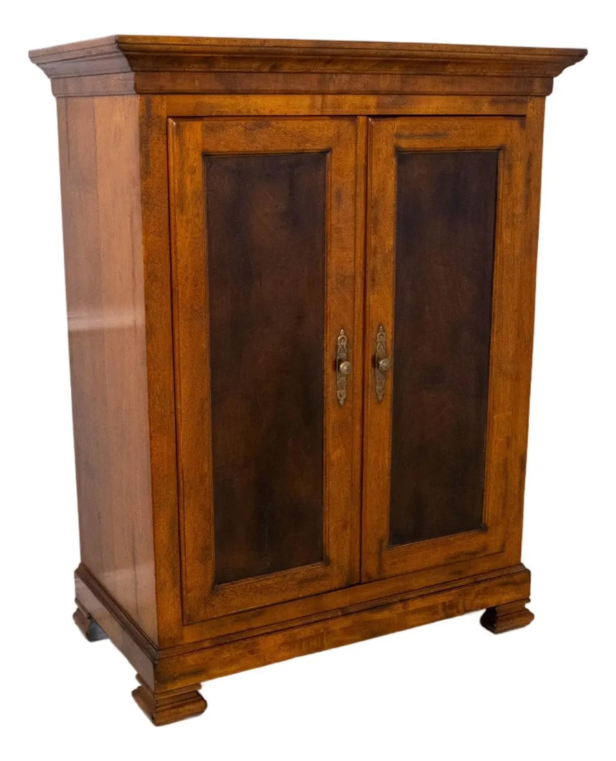 Baker Milling Road TV Cabinet Maple Distressed Walnut Finish Brass Hardware: Baker Milling Road TV Cabinet Maple Distressed Walnut Finish Brass Hardware This exquisite TV cabinet from the Baker Milling Road Collection showcases a timeless design with a factory distressed walnu