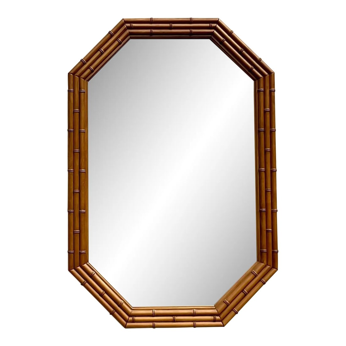 Vintage Octagonal Faux Bamboo Wall Mirror from Palm Beach Estate: Vintage Octagonal Faux Bamboo Wall Mirror from Palm Beach Estate Discover a stunning vintage faux bamboo octagonal wall mirror that adds a touch of elegance to any space. This intricately designed mir