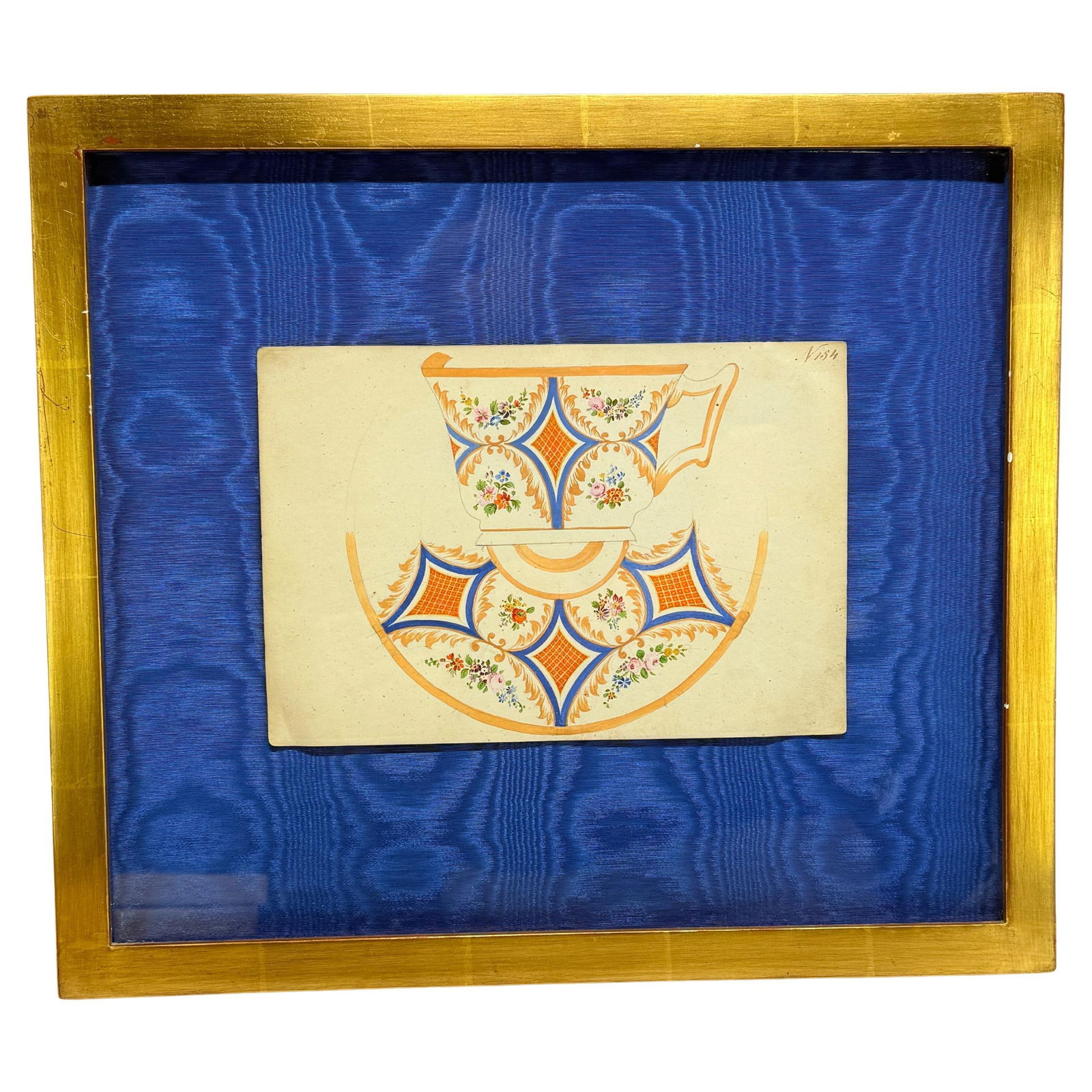 Mid-19th Century Viennese Porcelain Design Watercolor by Alt-Wiener Porzellan Fabrik: Mid-19th Century Viennese Porcelain Design Watercolor by Alt-Wiener Porzellan Fabrik This exquisite watercolor and gouache design, attributed to the Alt-Wiener Porzellan Fabrik, captures the essence o