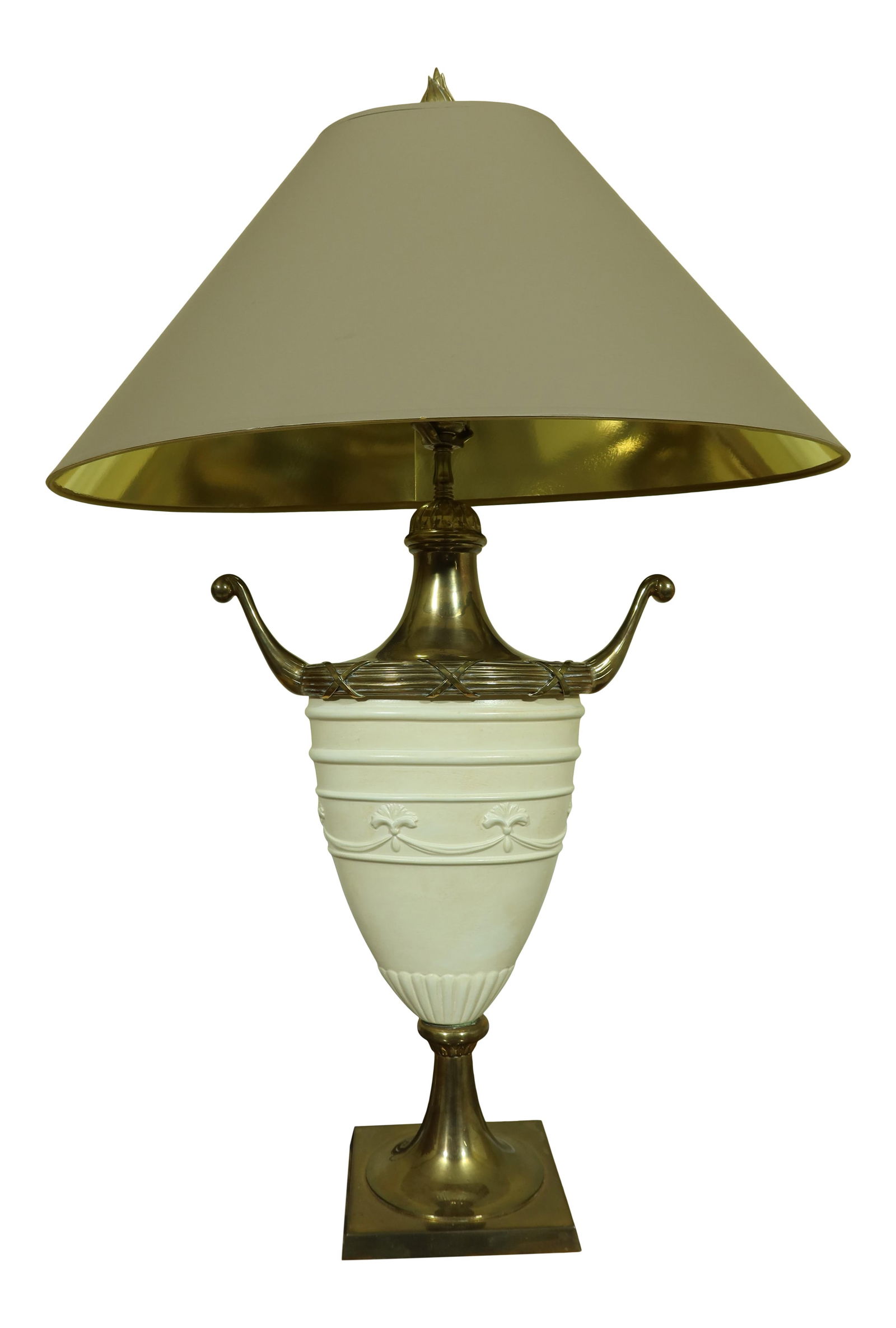 Chapman Adams Brass Table Lamp with Light Brown Shade 31.5in (1 of 6)
