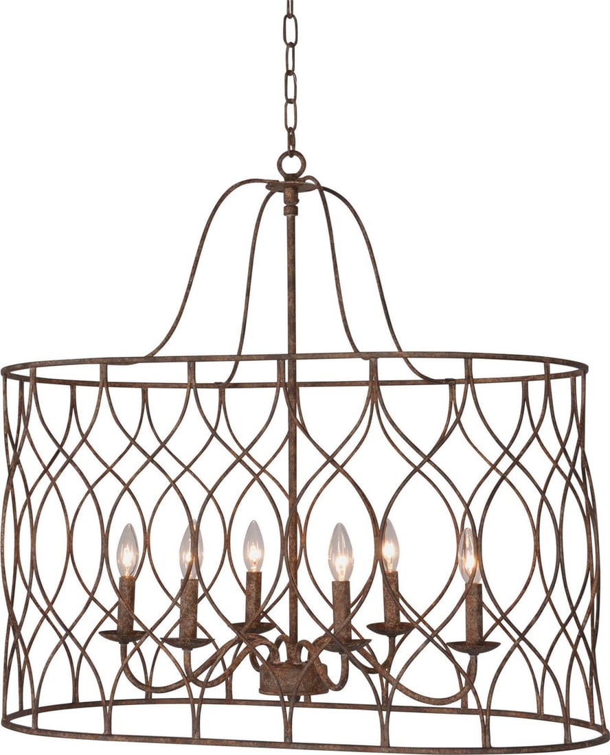 Terracotta 6-Light Rustic Moorish Iron Chandelier UL-Listed (1 of 2)