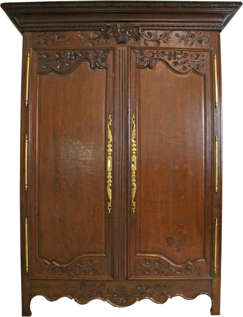 19th Century Solid Oak French Country Armoire Elegant Vintage Storage (1 of 17)