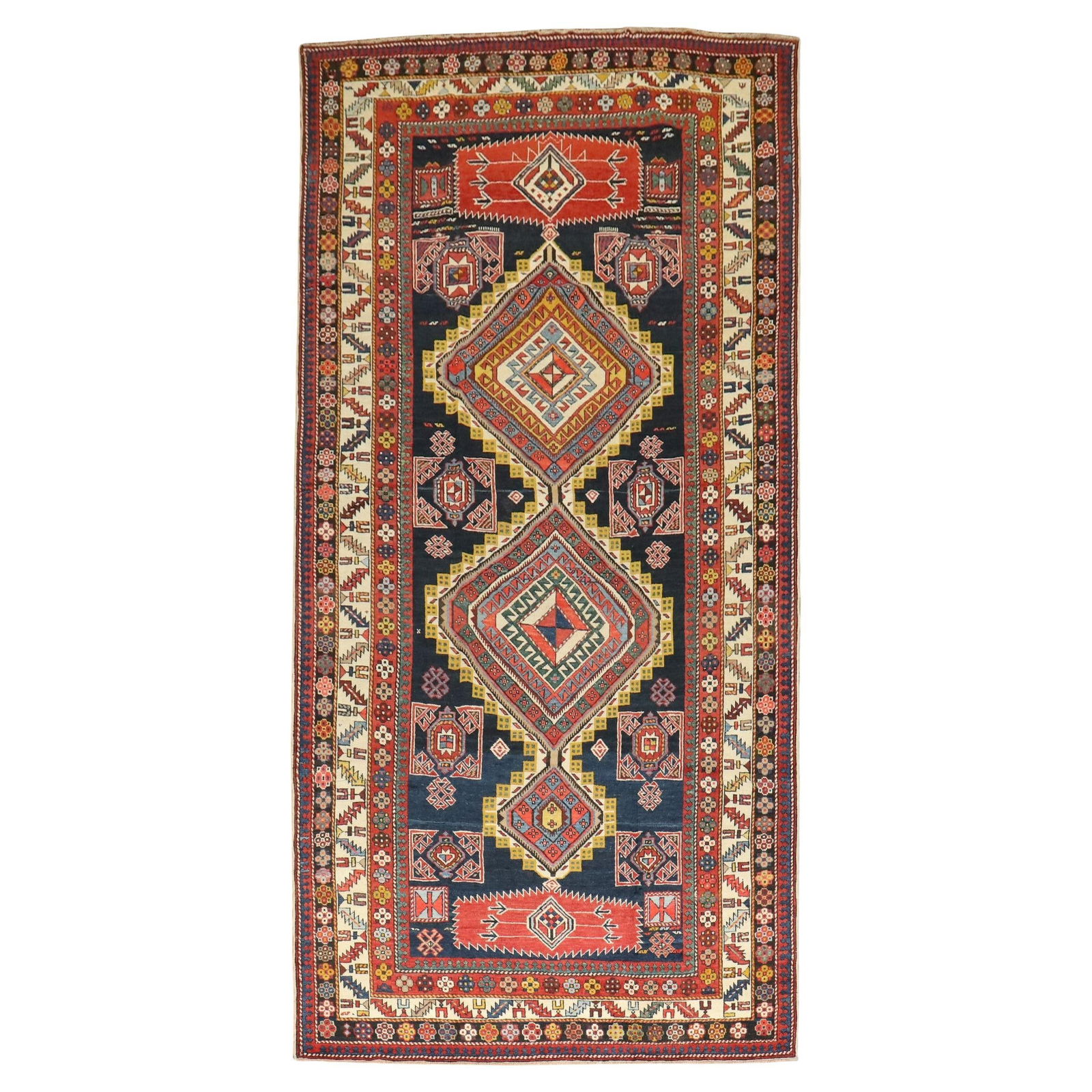 19th Century Kazak Shirvan Antique Rug 60 x 128 Inches: 19th Century Kazak Shirvan Antique Rug 60 x 128 Inches This exquisite late 19th-century Shirvan rug showcases a traditional Kazak style, perfect for adding a touch of history and elegance to any space