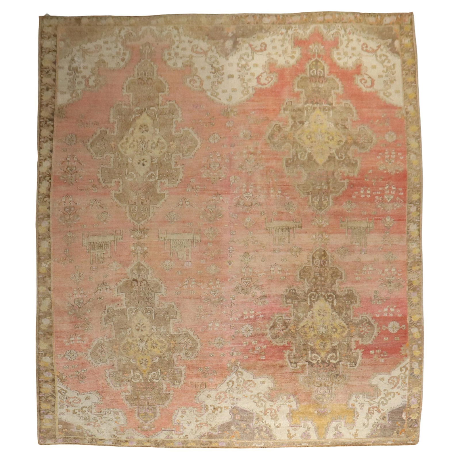Large Scale Pink Hand-Knotted Turkish Kars Rug 1906 (1 of 16)