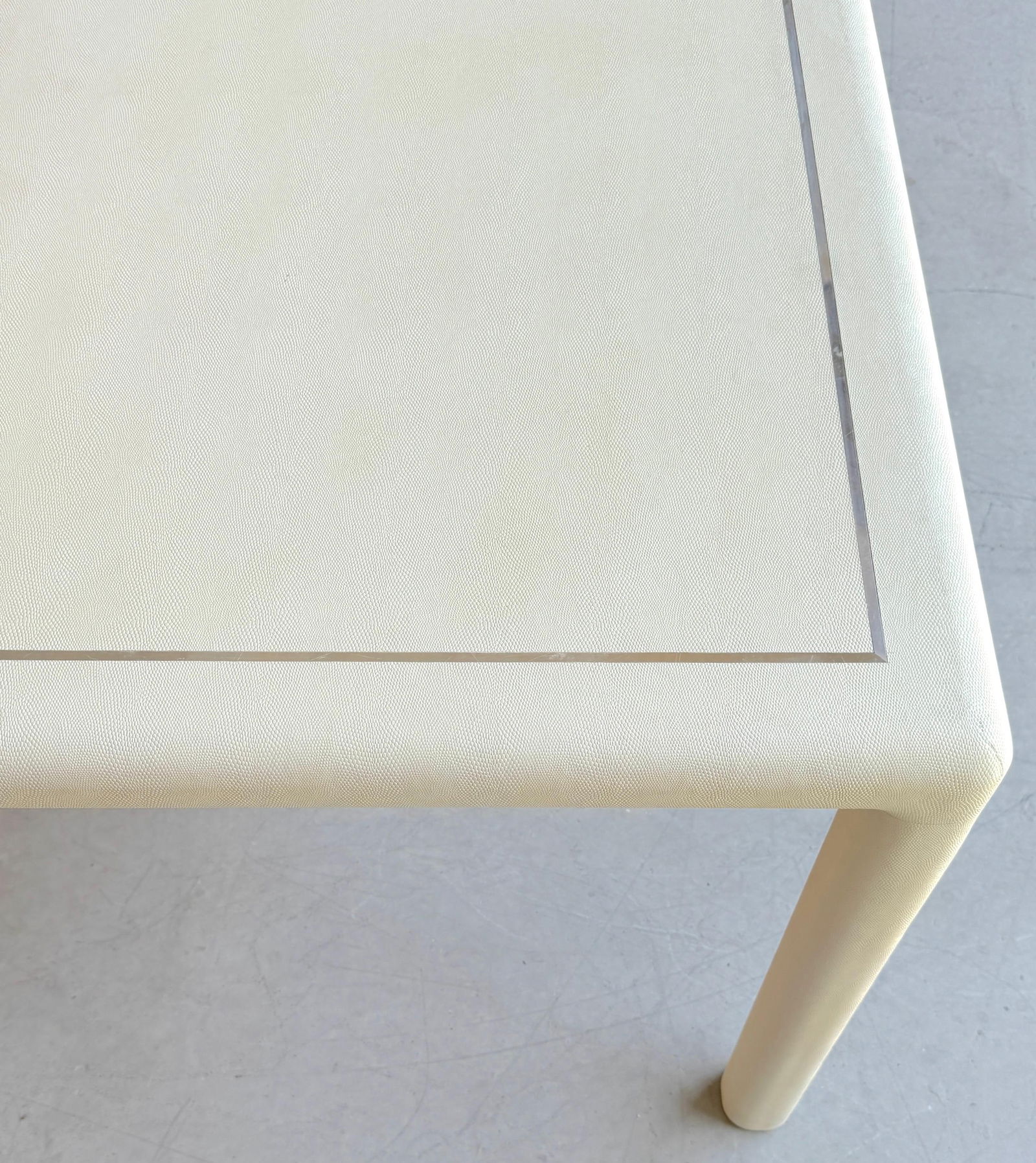 Karl Springer Attributed White Lizard Leather Chrome Games Table - 2