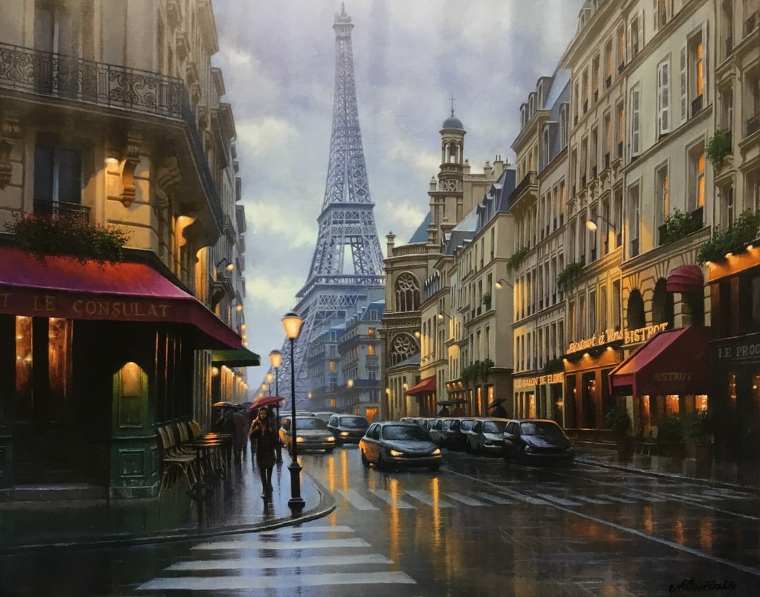 Alexei Butirskiy Bistro La Tour Signed Limited Edition Giclee Canvas Art: Alexei Butirskiy Bistro La Tour Signed Limited Edition Giclee Canvas Art This stunning limited edition giclee on canvas titled "Bistro La Tour" by artist Alexei Butirskiy showcases a beautiful realism
