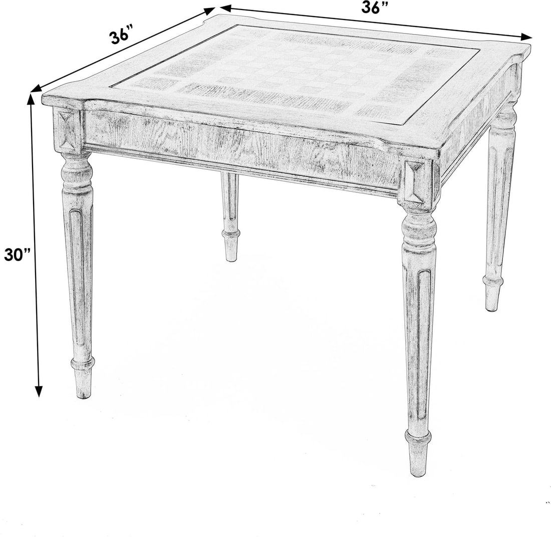 Vincent Game Table Silver Satin by Butler Specialty: Vincent Game Table Silver Satin by Butler Specialty Introducing the Vincent Gray Game Table by Butler Specialty, a perfect blend of style and functionality. This transitional game table features a sle