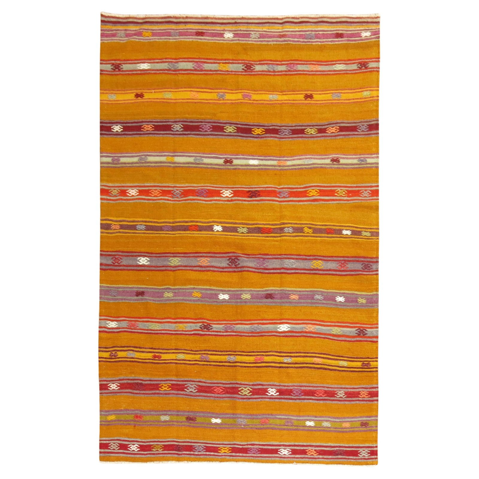 Zabihi Collection Vintage Turkish Wool Kilim 58 x 84 Pre-Columbian Style: Zabihi Collection Vintage Turkish Wool Kilim 58 x 84 Pre-Columbian Style Discover the beauty of this vintage Turkish kilim from the Zabihi Collection, featuring a colorful design that adds a touch of