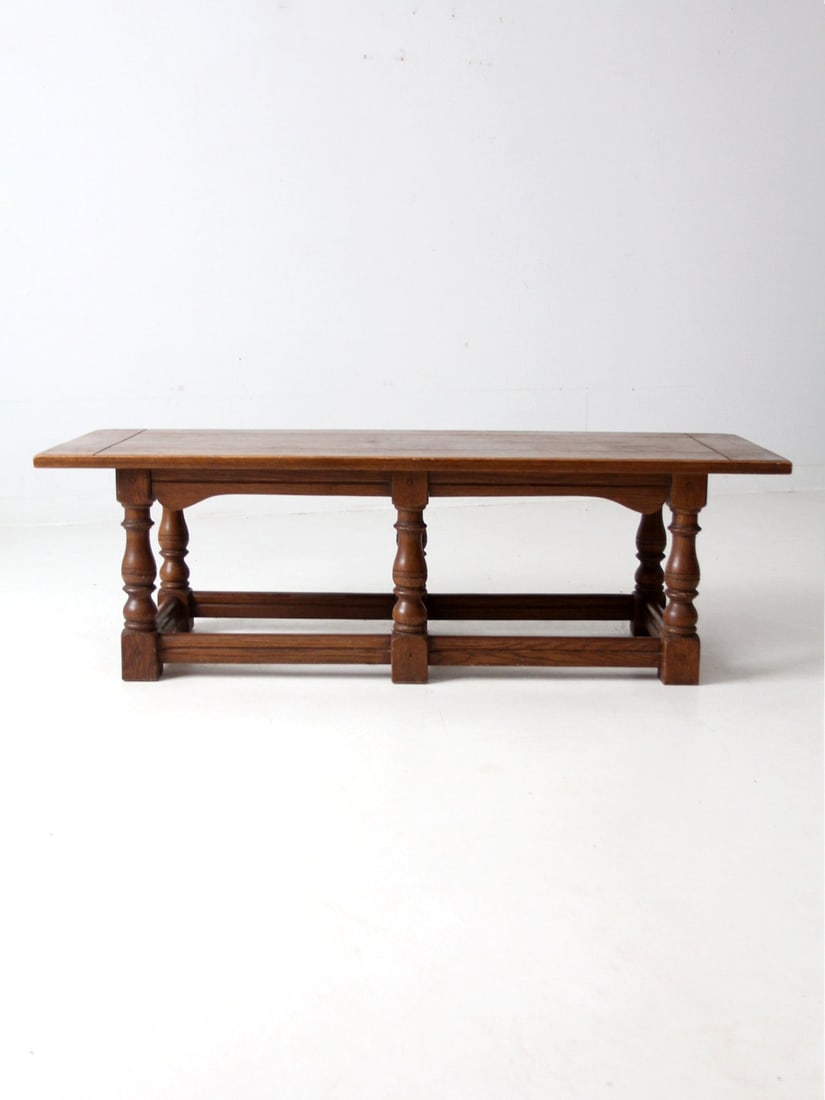 Mid Century Rustic Oak Coffee Table Solid Oak Lodge Design - 2