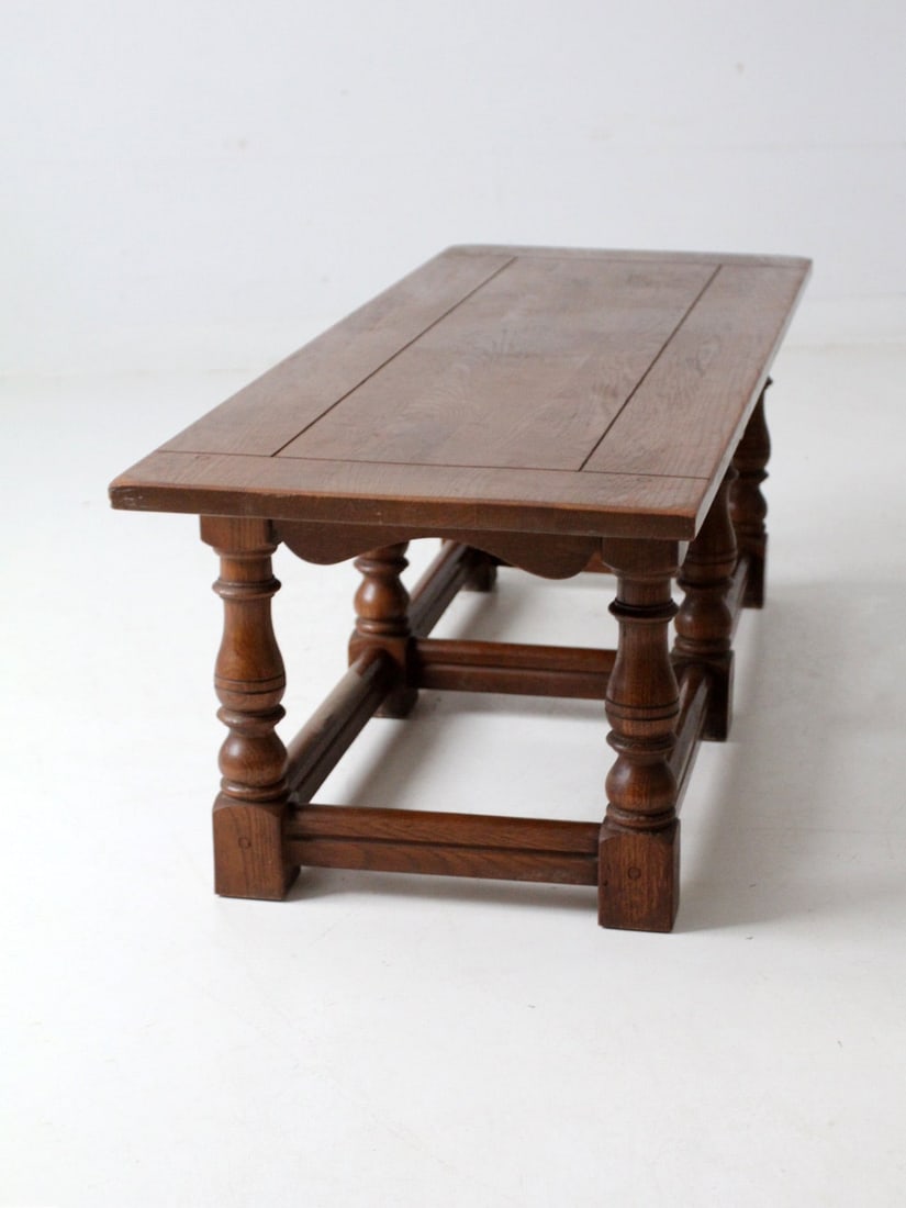 Mid Century Rustic Oak Coffee Table Solid Oak Lodge Design - 6