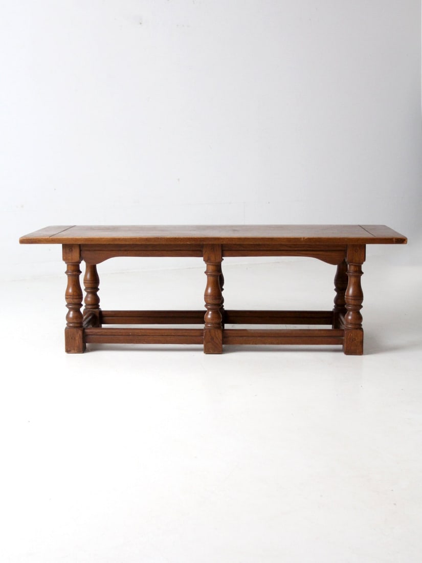 Mid Century Rustic Oak Coffee Table Solid Oak Lodge Design - 8