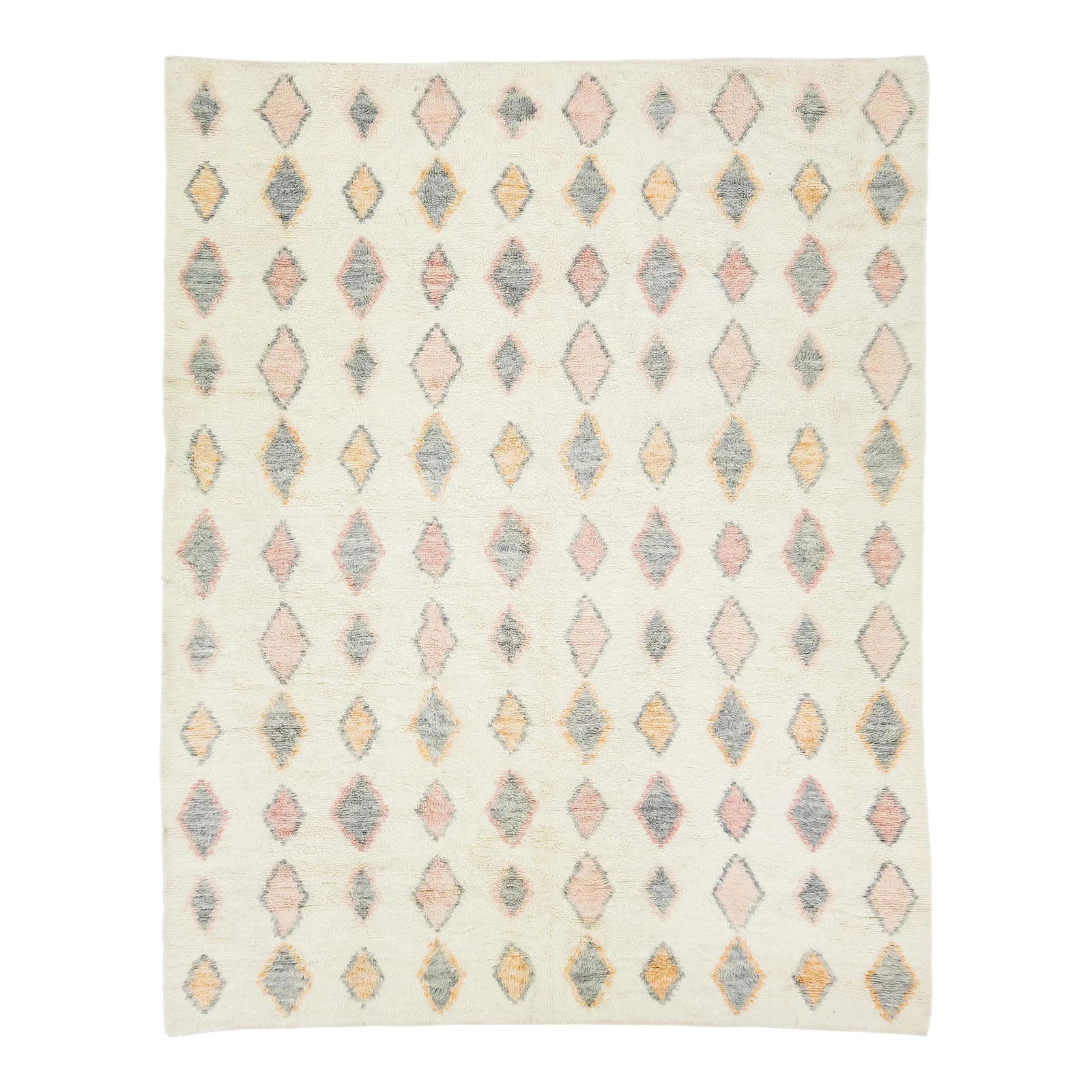 Hand-Knotted Ivory Wool Moroccan Shag Rug 11'2 x 14'3 (1 of 9)