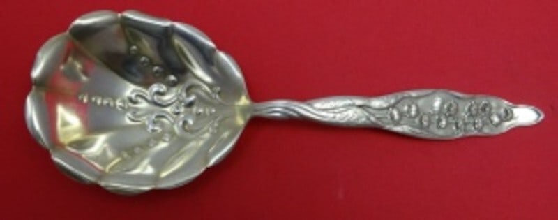 Whiting Lily of the Valley Sterling Silver Berry Spoon 8 3/4" (1 of 2)