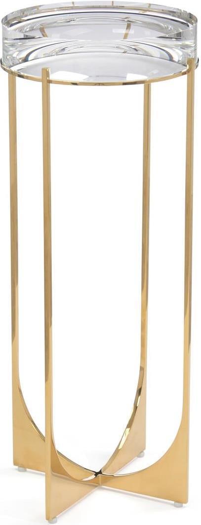 John-Richard Svelte Martini Table II with Crystal Top and Brass Finish (1 of 1)