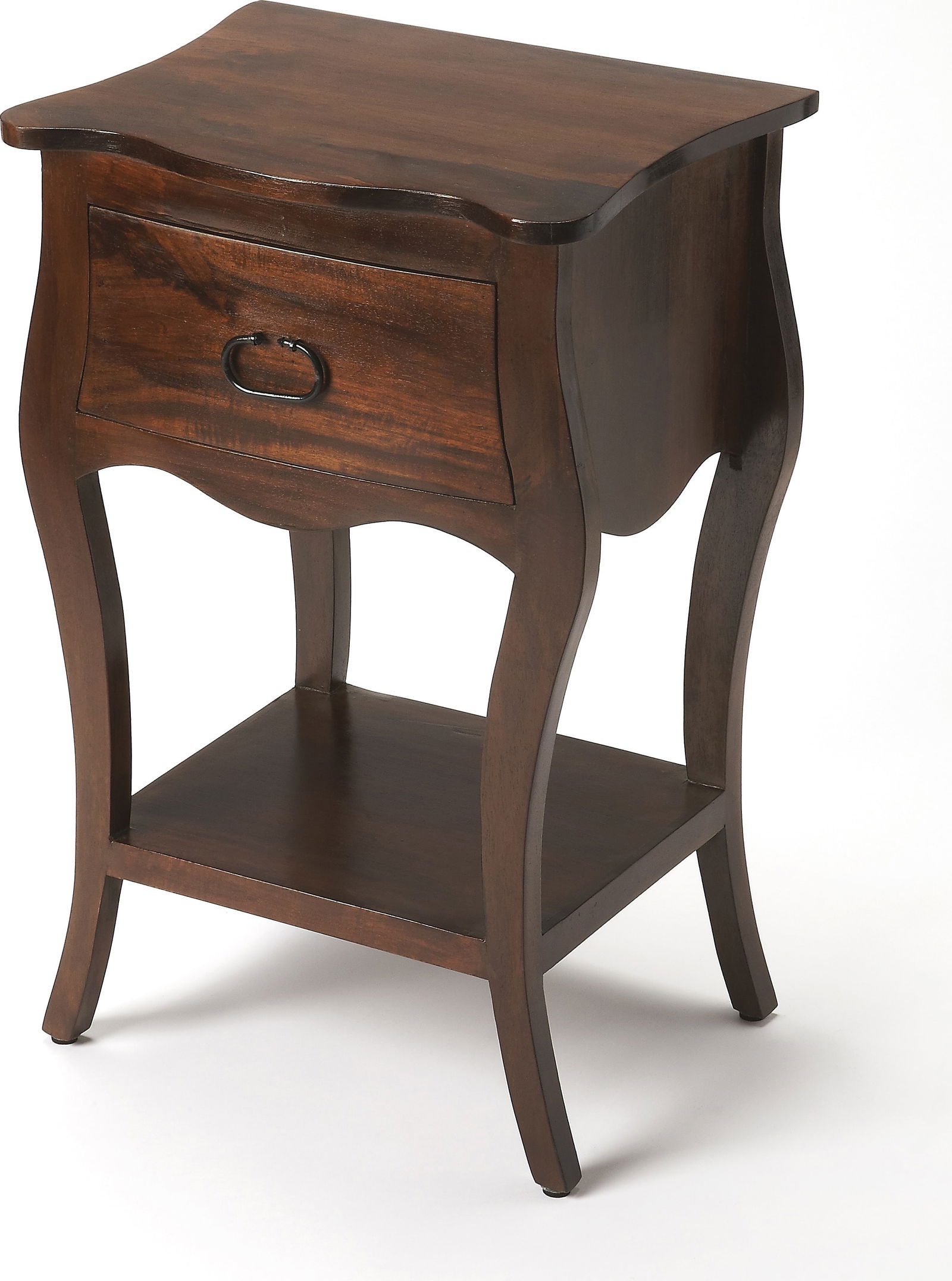 Butler Mango Wood Nightstand Walnut Finish 28H: Butler Mango Wood Nightstand Walnut Finish 28H Introducing the Elegant Mango Wood Bedside Table, a beautifully crafted nightstand that blends antique charm with modern functionality. This new item fea