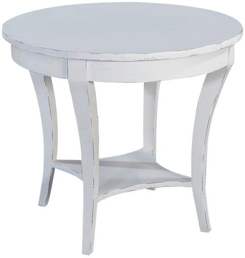 Classic Ballard White Round Side Table with Tapered Legs: Classic Ballard White Round Side Table with Tapered Legs Discover the timeless elegance of the Classic Ballard Round Side Table, designed in an antique style with a charming antique white finish. This