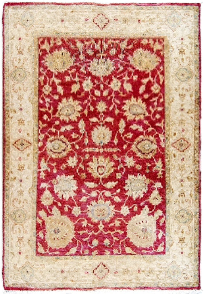 3.7 x 5 Hand-Knotted Red Chobi Peshawar Area Rug: 3.7 x 5 Hand-Knotted Red Chobi Peshawar Area Rug Free continental US Shipping Transform your living space with the exquisite 3' 7" x 5' 2" Red Chobi Pattern Hand-Knotted Peshawar Area Rug. This stunni