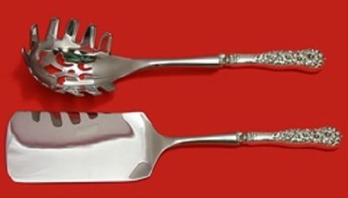 Rococo Sterling Silver Serving Set by Dominick & Haff 2pc Hostess Set: Rococo Sterling Silver Serving Set by Dominick & Haff 2pc Hostess Set Enhance your dining experience with this exquisite Rococo by Dominick and Haff Sterling Silver Italian Serving Set. This custom-ma