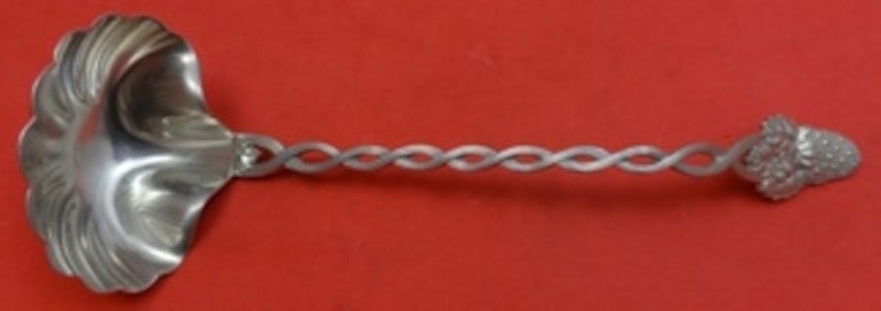 Sterling Silver Sauce Ladle in Strawberry Vine Pattern 7.25 Inch: Sterling Silver Sauce Ladle in Strawberry Vine Pattern 7.25 Inch This is a Tiffany & Co. Strawberry Vine pattern sterling silver sauce ladle. The ladle measures 7 1/4 inches in length and is not monog