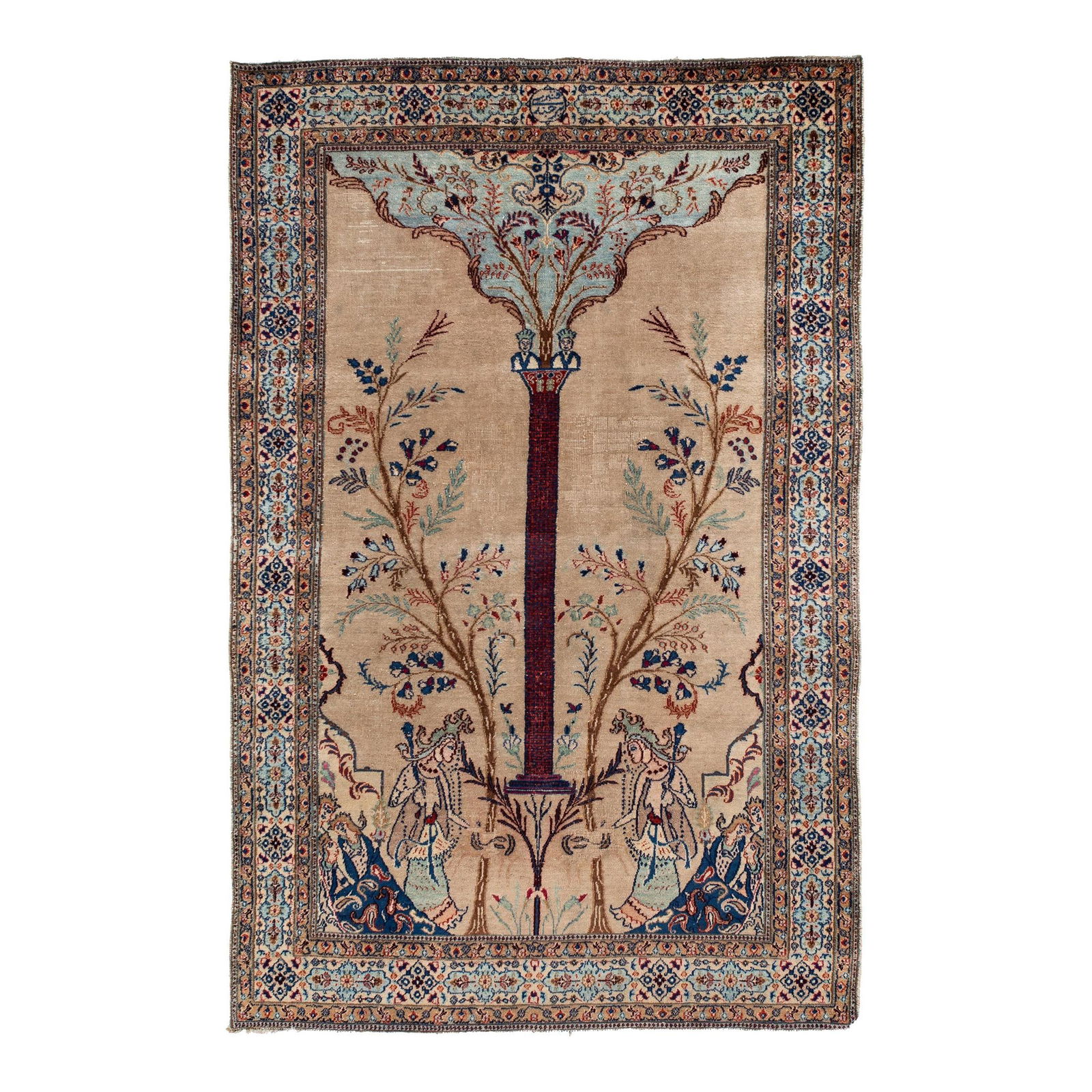 Antique Handmade Persian Tabriz Pictorial Wool Rug 4'1 x 6'5 (1 of 9)