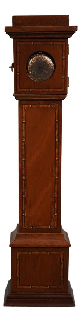 Vintage Mahogany Miniature Grandfather Clock with Elgin Pocket Watch (1 of 10)