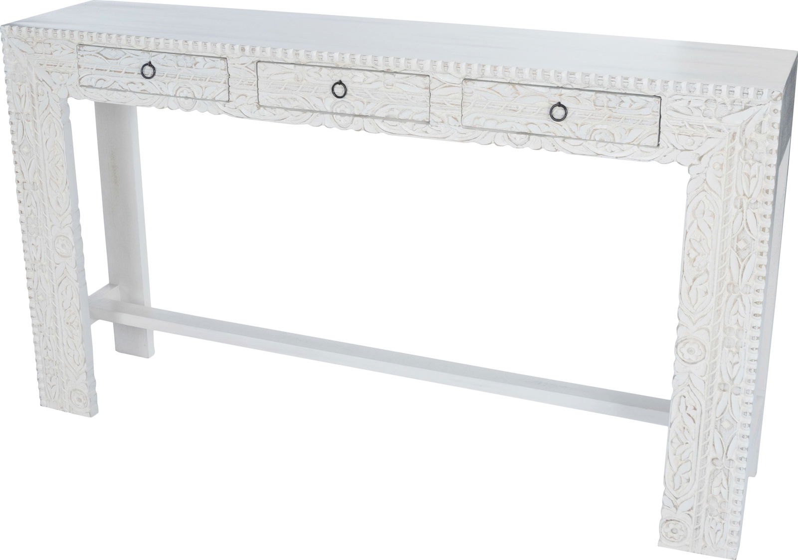 Butler Artisan Carved Mango Console Eco-Friendly White Finish (1 of 9)