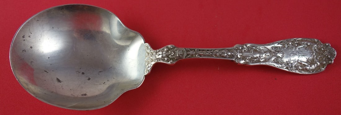 Gorham Paris Sterling Silver 9 Inch Vegetable Serving Spoon: Gorham Paris Sterling Silver 9 Inch Vegetable Serving Spoon This exquisite vegetable spoon is part of the Paris pattern by Gorham, crafted from fine sterling silver. Measuring 9 inches in length, this