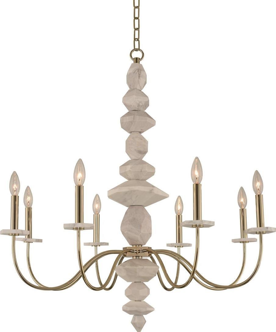 Kalco Carrara Marble and Steel 8-Light Dimmable Bowl Chandelier (1 of 1)