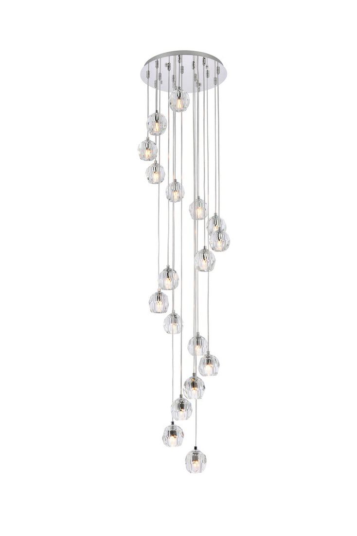 Eren 18-Light Chrome Crystal Pendant Chandelier Modern Style (1 of 5)