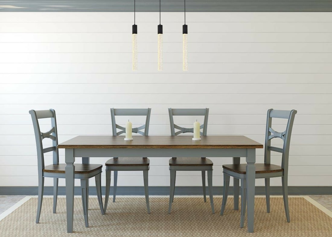 Weston Modern Crystal Pendant Light 32 Inch Black Adjustable Chandelier: Weston Modern Crystal Pendant Light 32 Inch Black Adjustable Chandelier This modern pendant chandelier features a black finish with clear seeded crystal glass bars, offering a sleek and elegant look s