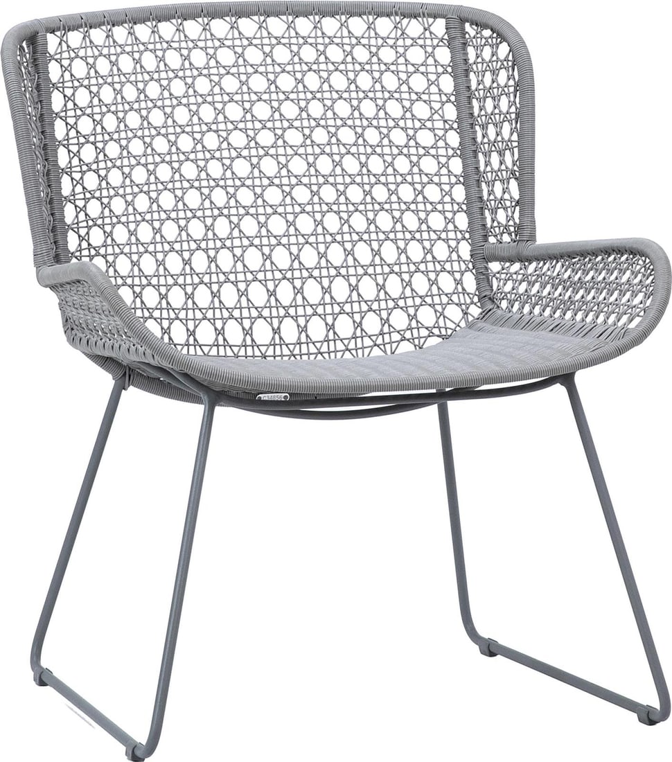 Korina Outdoor Chair Gray Metal Frame with Poly Rope: Korina Outdoor Chair Gray Metal Frame with Poly Rope Introducing the stylish Korina Outdoor Chair, perfect for enhancing your outdoor space. This modern chair features a robust gray metal frame comple
