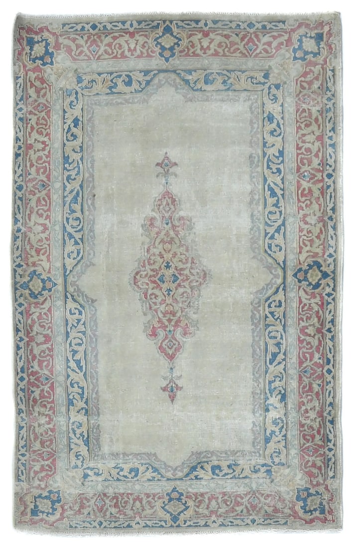 Vintage Hand-Knotted Oriental Rug 3X5 ft Floral Distressed Wool: Vintage Hand-Knotted Oriental Rug 3X5 ft Floral Distressed Wool Enhance your living space with this semi-antique hand-knotted Oriental rug, measuring 3'0" x 5'1". This exquisite area rug features a be