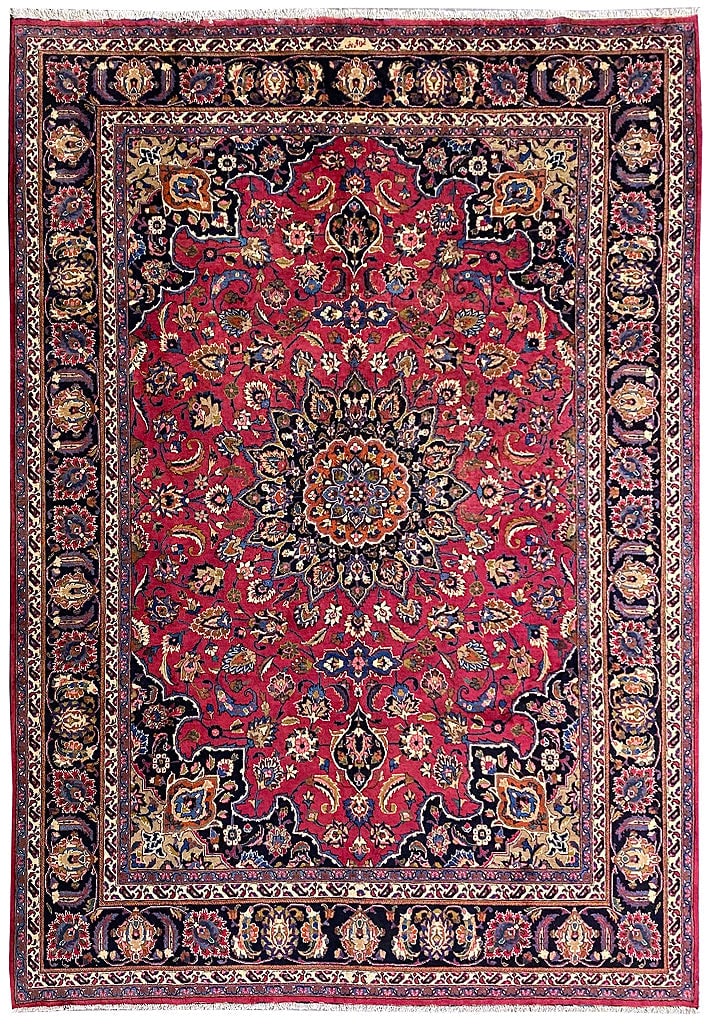 Handmade Persian Khorasan Mashad Rug 8.8 x 11.6 ft Wool Signed (1 of 12)