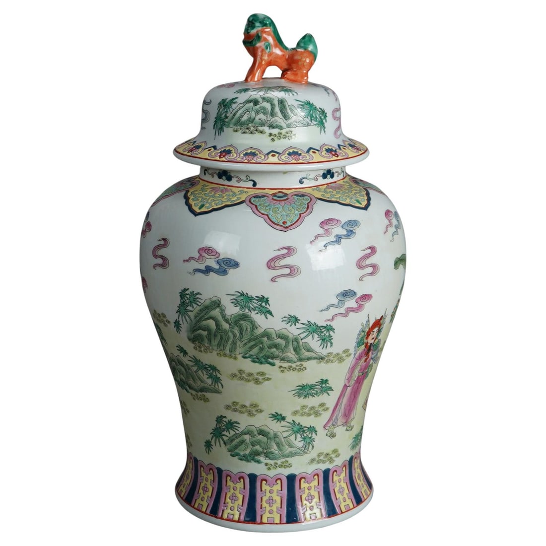 20th Century Large Chinese Porcelain Urn with Hand Enameled Decoration (1 of 10)