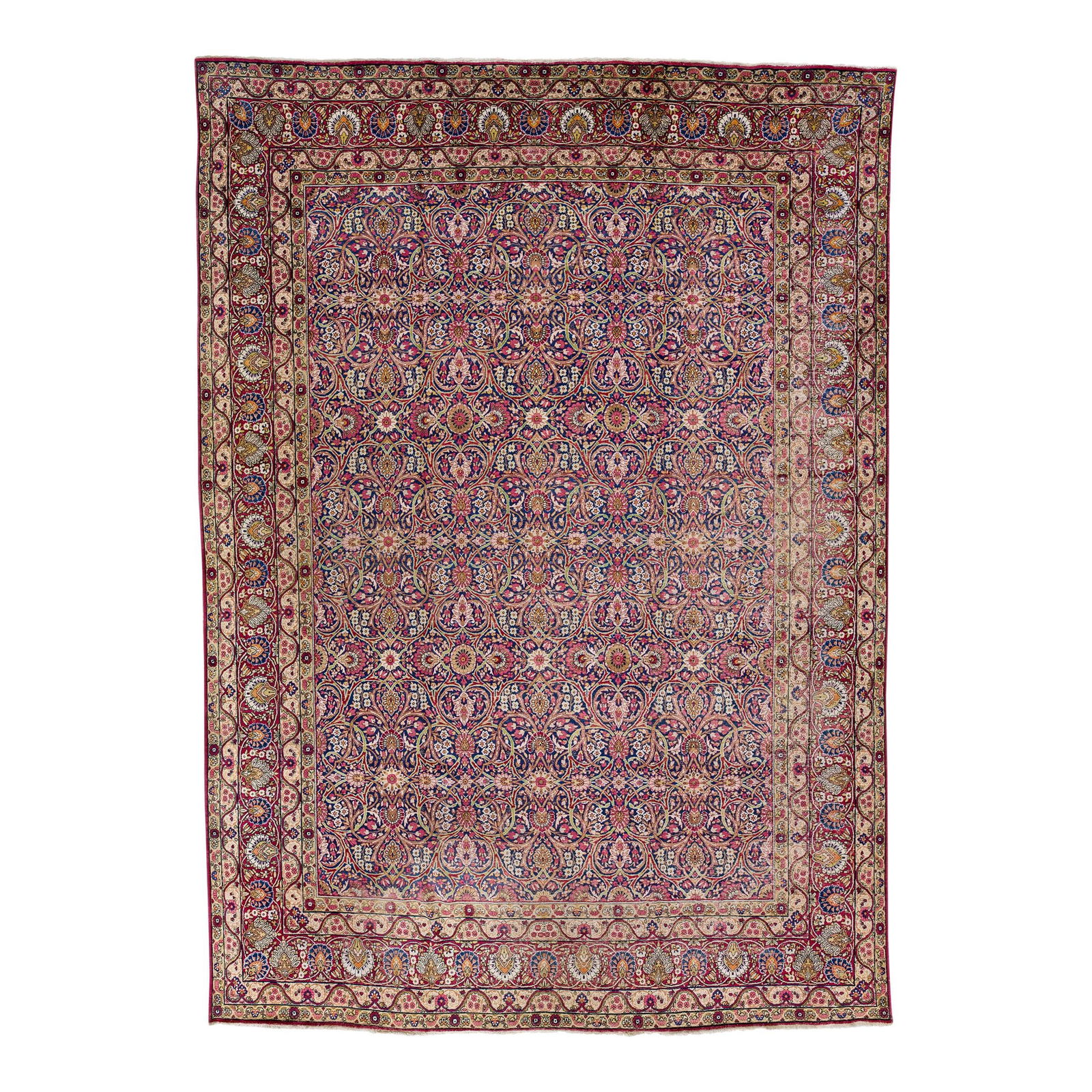 Antique Kerman Hand-Knotted Wool Rug 11' x 15'5' Multicolor Floral Design (1 of 10)