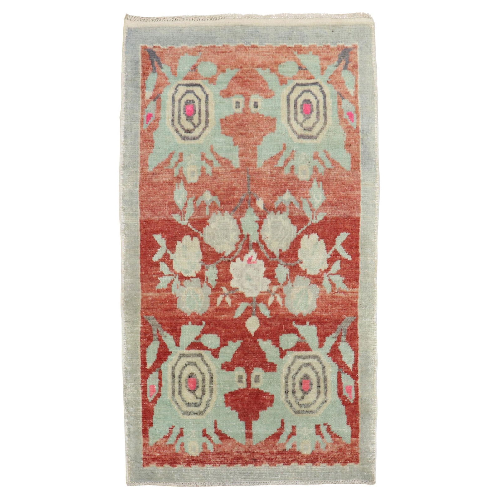 Zabihi Collection Mid-Century Turkish Floral Hand-Woven Wool Rug 26 x 44 (1 of 6)