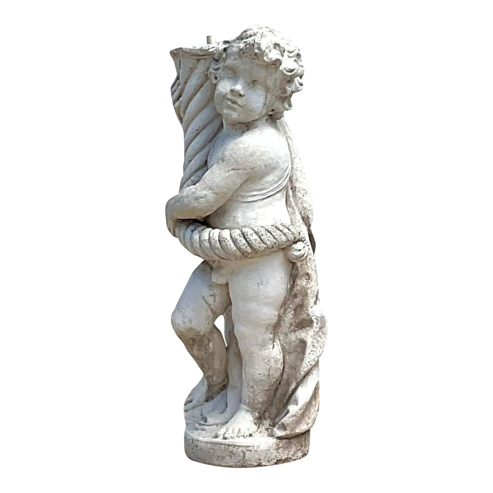 Vintage Regency Alabaster Concrete Sculpture 39.75" Tall: Vintage Regency Alabaster Concrete Sculpture 39.75" Tall Enhance your outdoor space with this Vintage Regency Cast Concrete Figural Sculpture. Meticulously crafted from durable cast concrete, this out