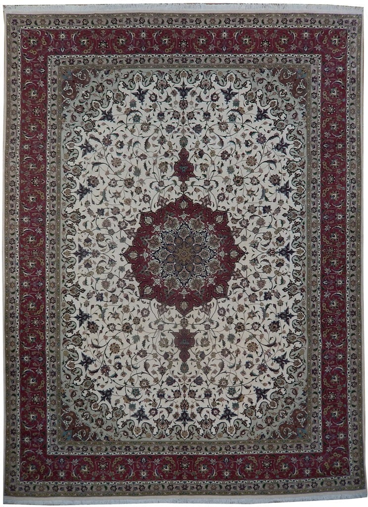 Authentic Persian Tabriz Rug 9.9 x 13 Handmade Wool Silk 400 KPSI (1 of 6)
