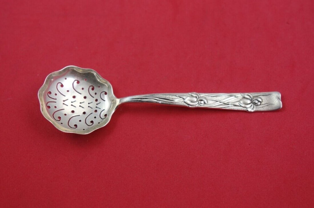 Tiffany Vine Sterling Silver Nut Spoon Iris Motif 4.5 Inch with Certificate (1 of 6)
