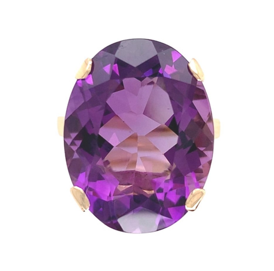 18K Yellow Gold 13.98ct Oval Amethyst Ring GIA Certified Authentic (1 of 11)