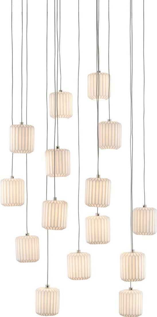 Currey Dove 15-Light Adjustable Pendant Lamp Contemporary Ceramic Shade: Currey Dove 15-Light Adjustable Pendant Lamp Contemporary Ceramic Shade Illuminate your space with the Dove 15-Light Adjustable Pendant Lamp, a stunning contemporary lighting fixture designed to enhan