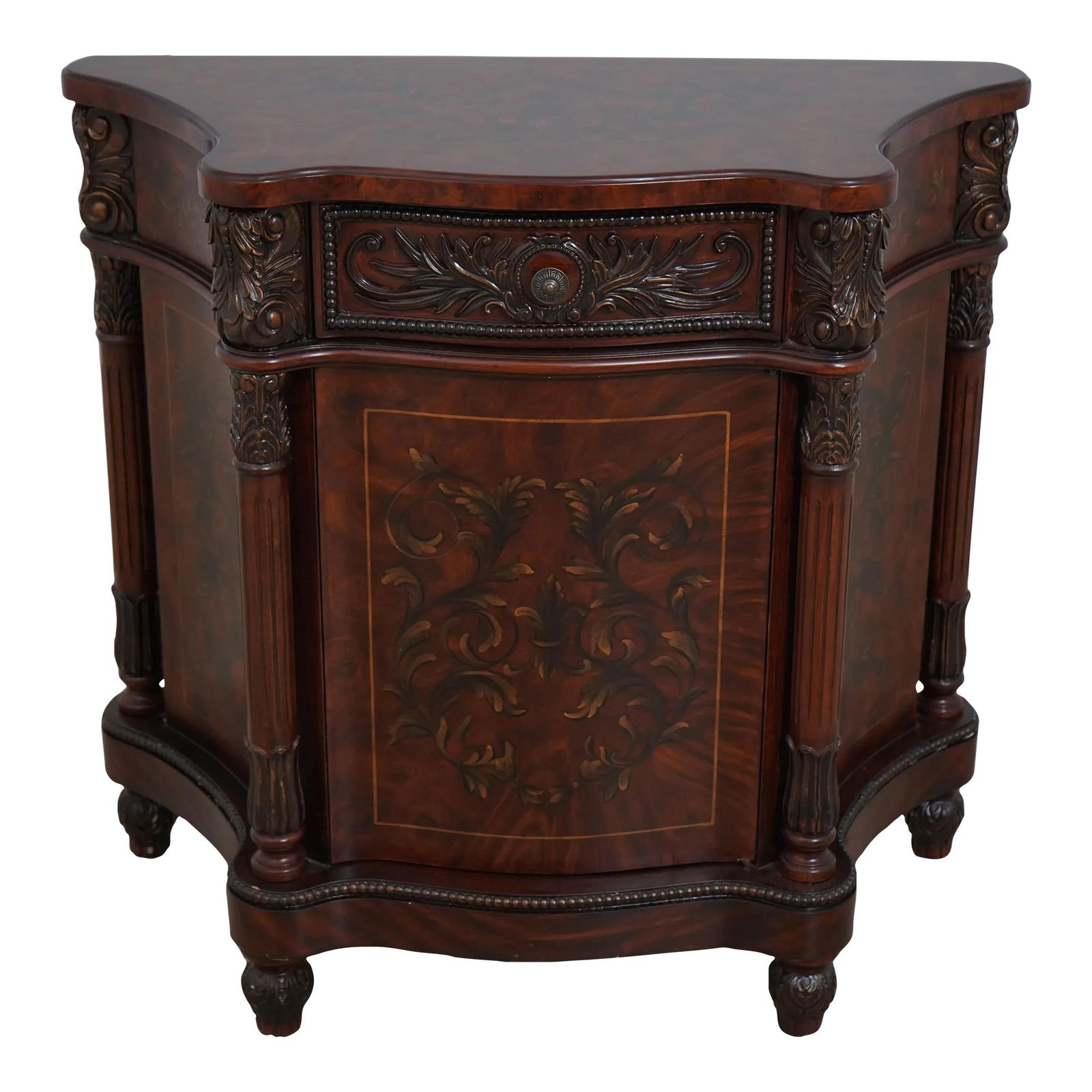 Elegant Painted Wood Commode Hall Chest with Carved Details (1 of 10)