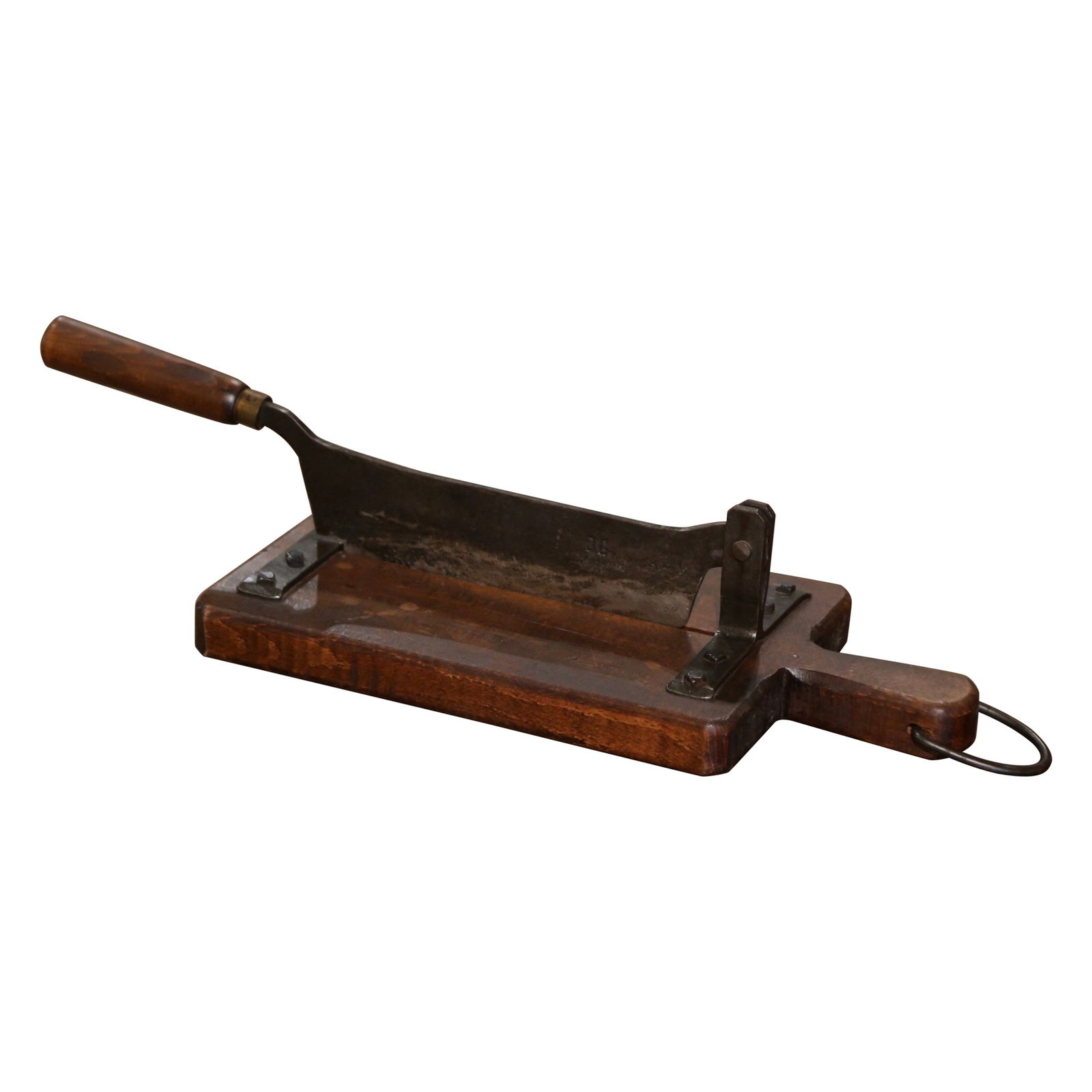 Antique French Country Wood Iron Bread Cutter circa 1920: Antique French Country Wood Iron Bread Cutter circa 1920 Enhance your kitchen with this early 20th century French country wood and iron bakery bread cutter, a charming and functional piece crafted in