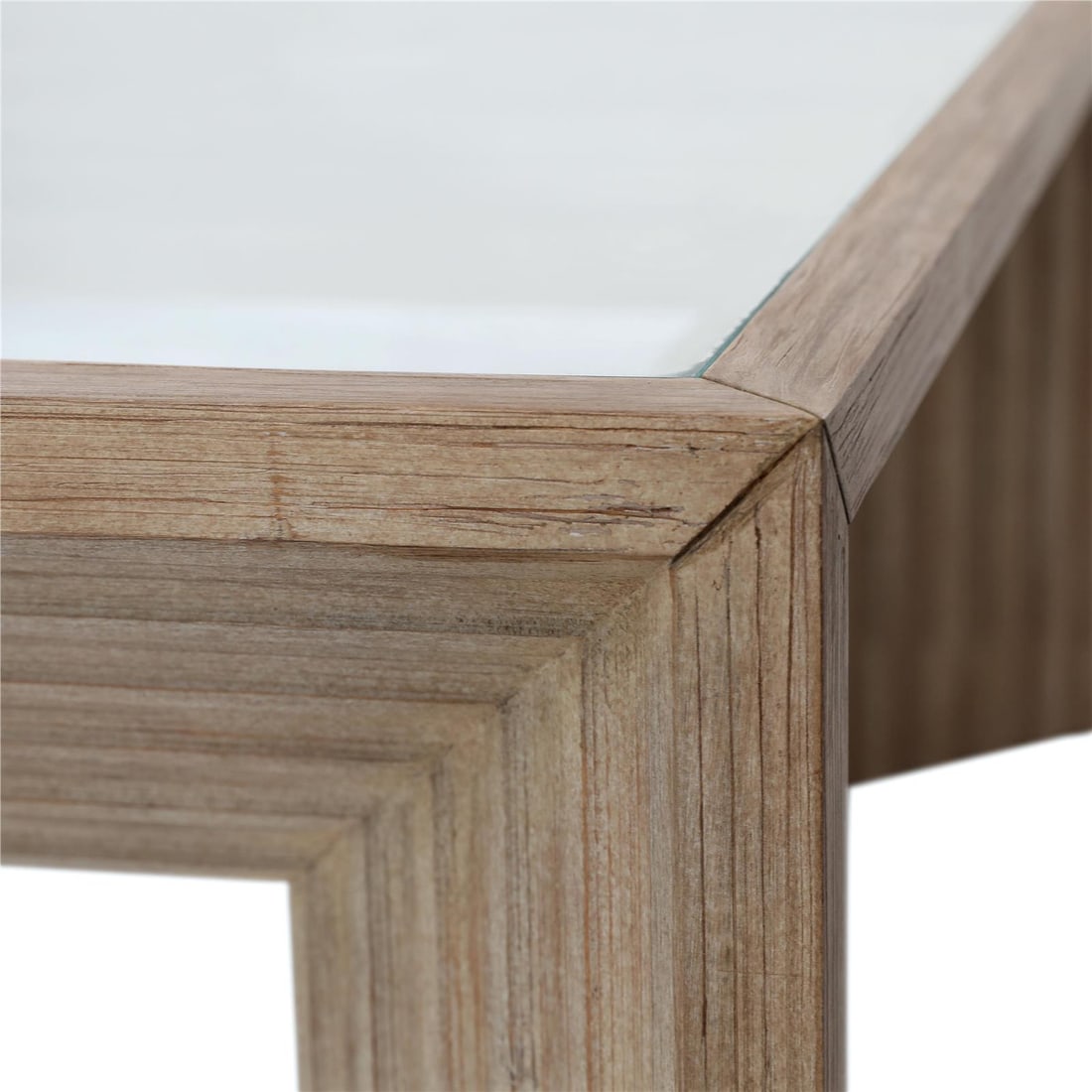 Marva Square Coffee Table with Glass Top in Light Warm Wash (1 of 3)