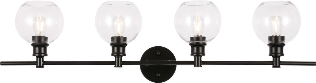 Elegant Lighting Collier Clear Wall Lamp 4 Bulb Design: Elegant Lighting Collier Clear Wall Lamp 4 Bulb Design Illuminate your space with this elegant Timeless Black and Clear Wall Lamp. Featuring a sophisticated design, this lamp is perfect for enhancing