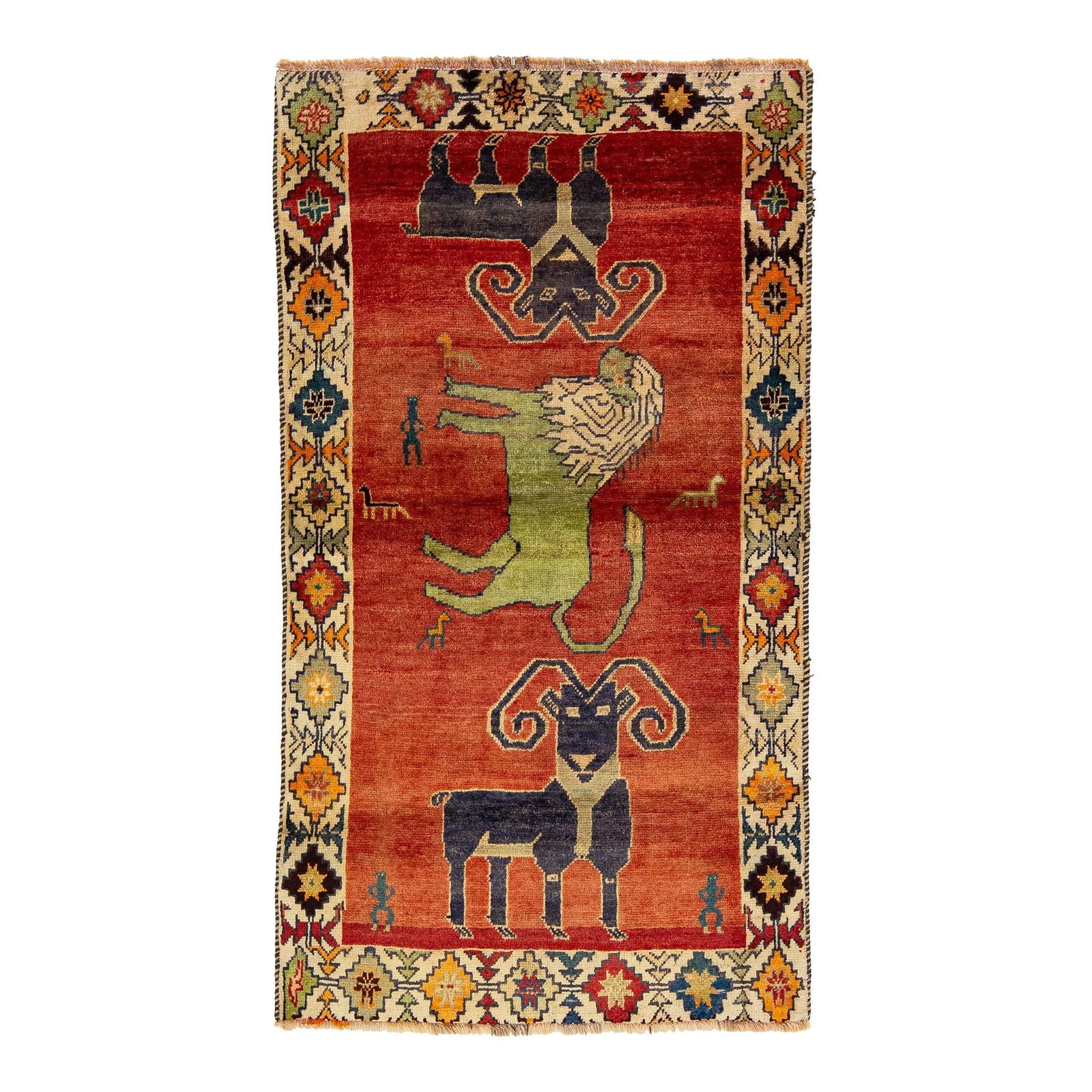 Vintage 3 x 5 Persian Shiraz Wool Rug Multicolor Pictorial Design (1 of 9)